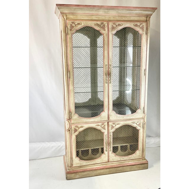 1980s Vintage Louis XV Regency Mediterranean Style Habersham Lighted Display Cabinet Hutch For Sale - Image 9 of 17