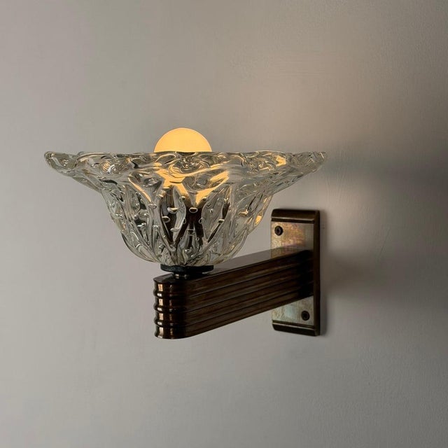 Sculptural Murano Glass Bullicante Wall Sconce from Barovier & Toso, 1940s For Sale - Image 3 of 14