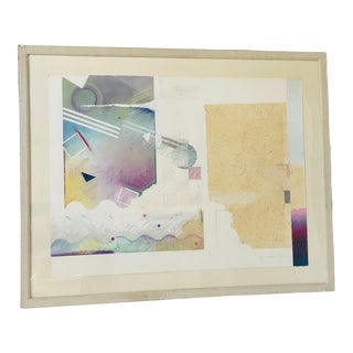 1981 Original American Abstract Mixed Media Painting Signed For Sale