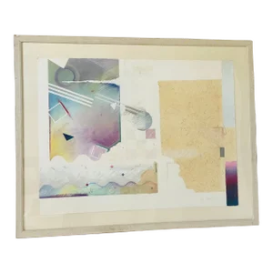 1981 Original American Abstract Mixed Media Painting Signed