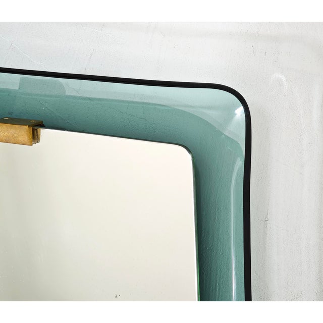 Mid-Century Modern Aquamarine Stained Glass Wall Mirror by Max Ingrand for Fontana Arte, 1950s For Sale - Image 9 of 18