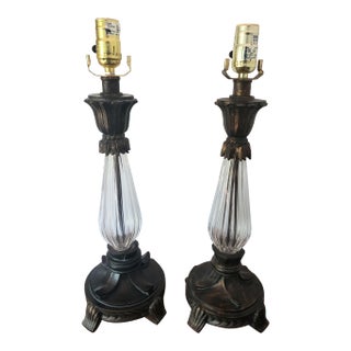 1990s Michael Berman Hand Made Ceramic and Glass Lamps - a Pair For Sale