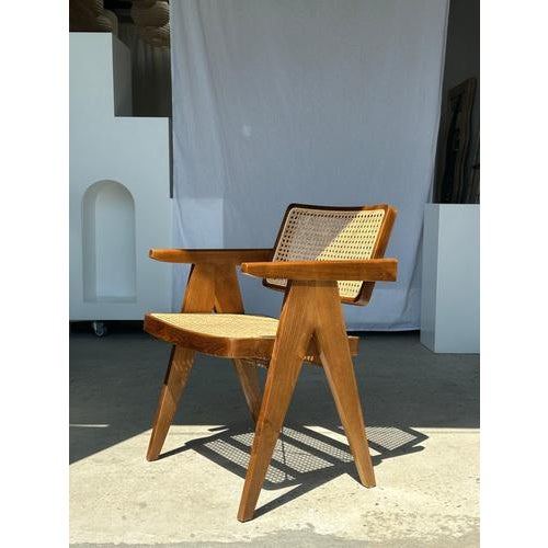 Natural Wood Cane Office Chair For Sale - Image 18 of 18