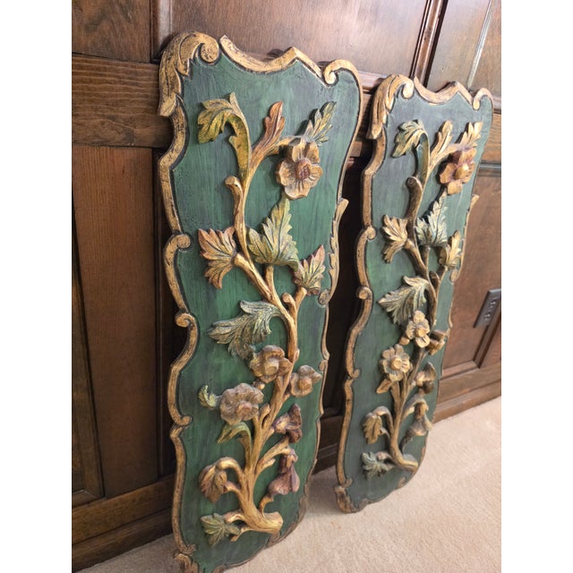 Pair of Carved Louis XV Floral Wood Art Plaques For Sale - Image 4 of 12