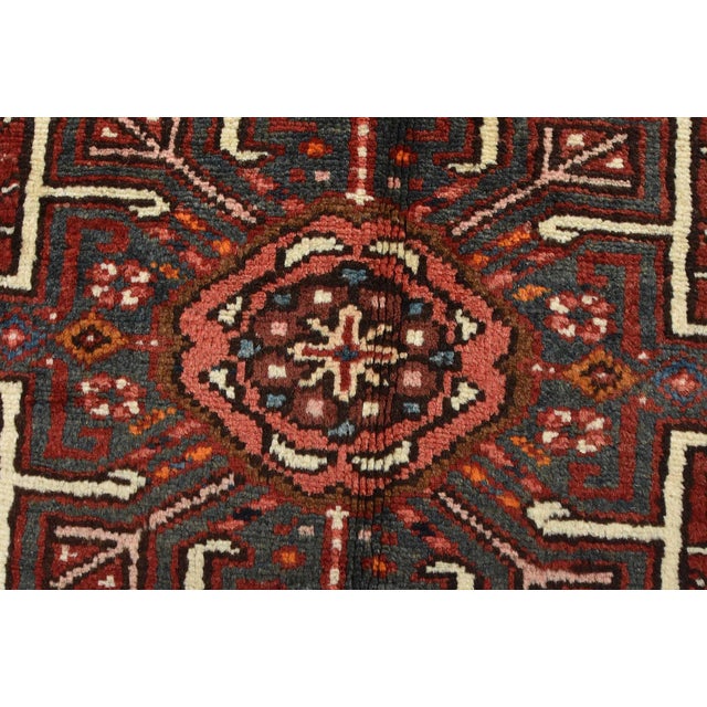 1980s Vintage Karajeh Rug 4'10'' X 6'2'' Red Wool Tribal Hand-Knotted Oriental Carpet For Sale - Image 5 of 15