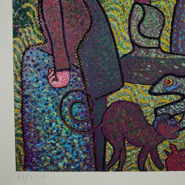 ABOUT Enrico Baj limited edition screen print and mixed media on wove paper, hand signed by artist and numbered 66/250 in...