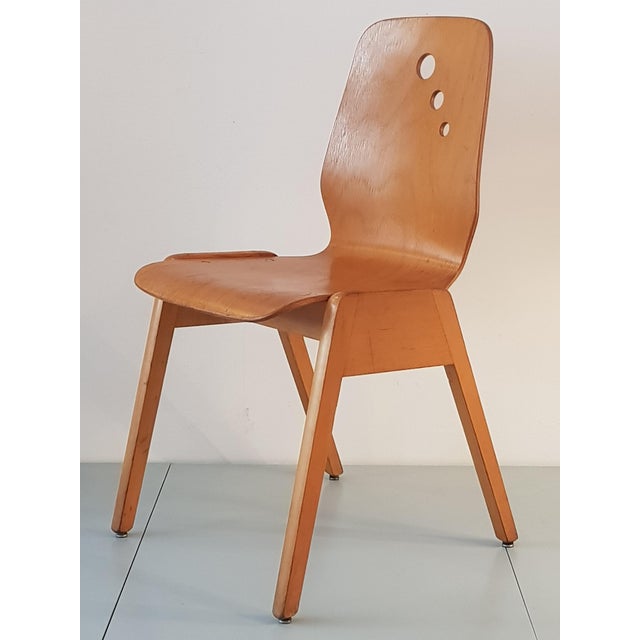 Brown Beech Stacking Chairs, 1960s, Set of 6 For Sale - Image 8 of 16