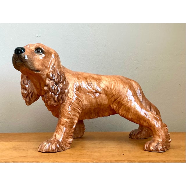 Ceramic Vintage Italian Glazed Ceramic Spaniel For Sale - Image 7 of 12