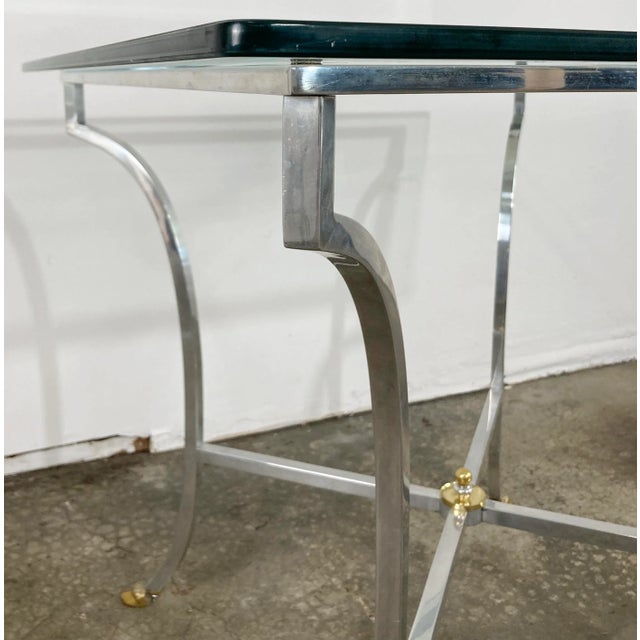 Vintage Neoclassical Maison Jansen Style Steel and Brass Hoofed Table For Sale In Kansas City - Image 6 of 9