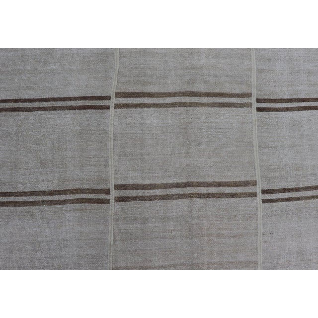Large Vintage Paneled Kilim Flat-Weave Stripe in Neutral Tones of Cream & Brown 12'2 X 14'8 For Sale - Image 10 of 12