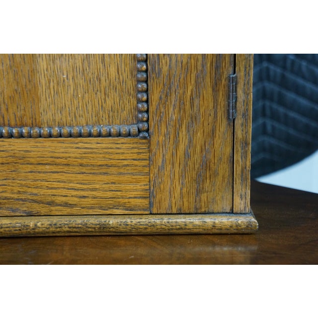 Antique Arts & Crafts Neoclassical Oak Apothecary Hanging Medicine Cabinet Curio For Sale - Image 4 of 18