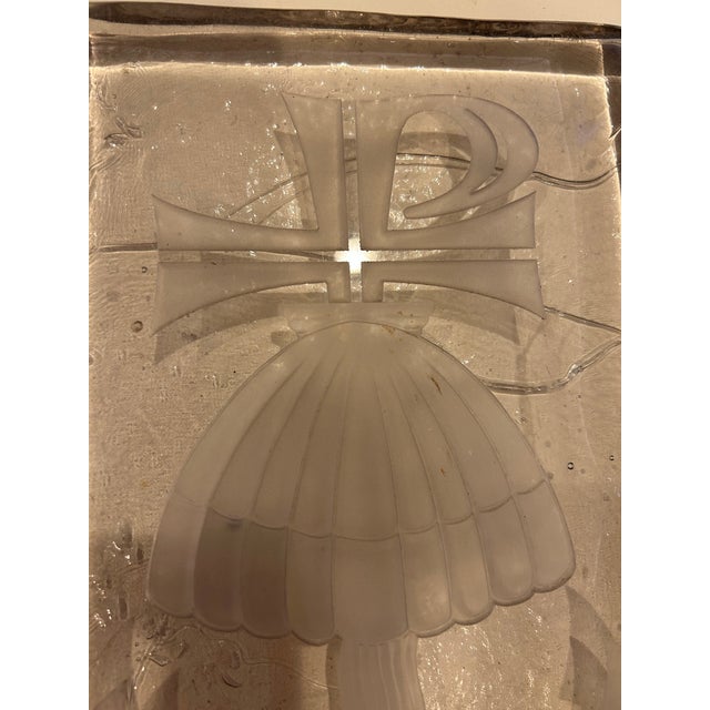 Heavy, large art glass paperweight with the religious “Chi-Ro” symbol. The Chi-Rho is an early Christian symbol formed by...