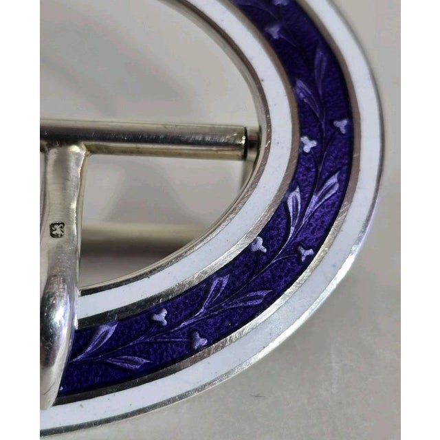 Antique Edwardian Sterling Silver Guilloché Enamel Buckle, 1910 For Sale - Image 17 of 18
