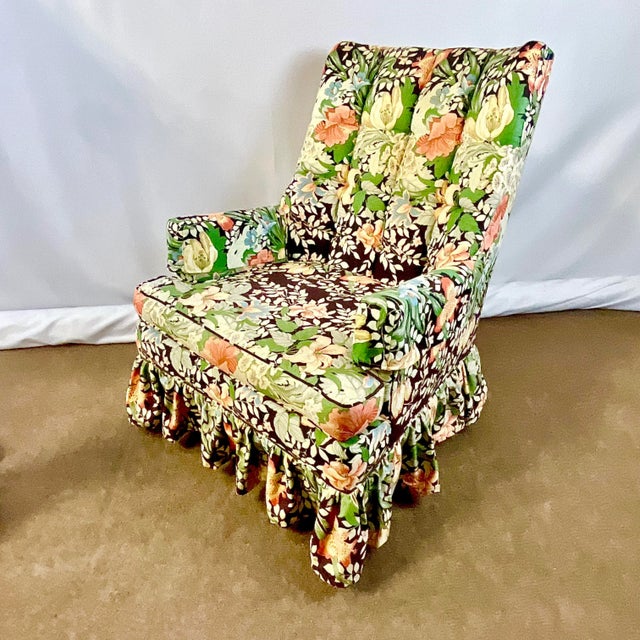 Vintage English Boho Chic Arts & Crafts Drexel Botanical Chintz Flora Lounge Chair, Reupholstered. For Sale - Image 10 of 12