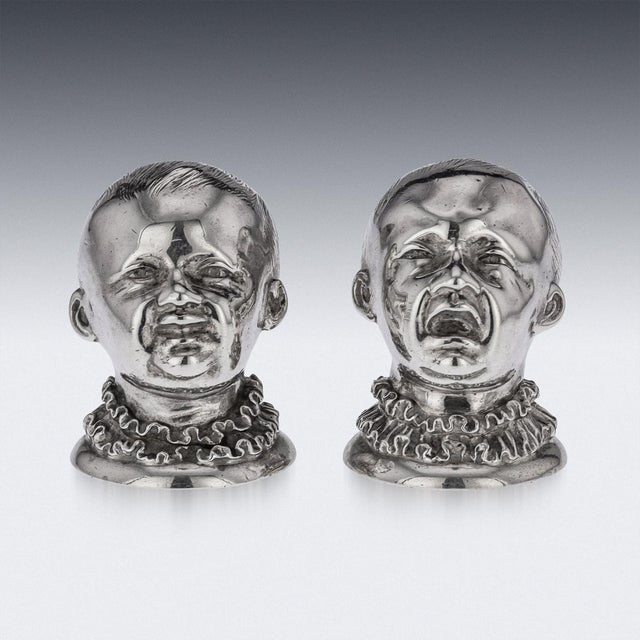 19th Century Victorian Silver Novelty Salt & Pepper, London, England, 1880s, Set of 2 For Sale - Image 3 of 18