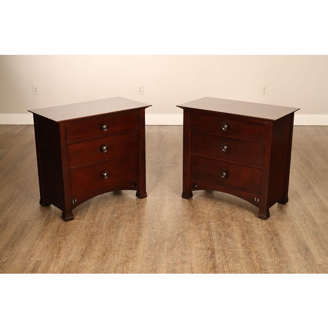 High Quality American Made Pair Of Cherry Nightstands From The Stickley Edinburgh Collection. Each Features Three Drawers,...