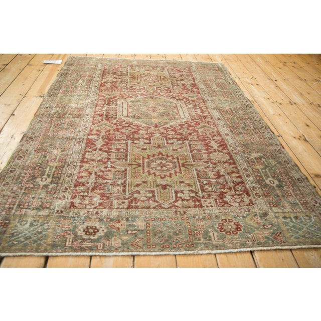 Textile Vintage Distressed Karaja Rug - 4'7" x 6'1" For Sale - Image 7 of 8