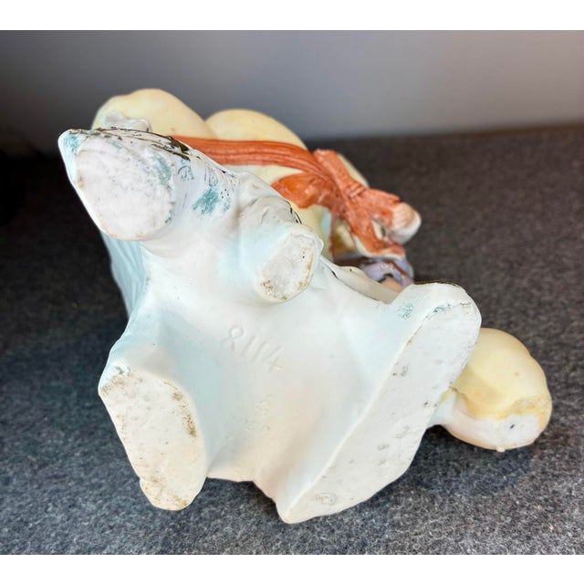 White Antique Bisque Hand Painted Figural Planter For Sale - Image 8 of 8