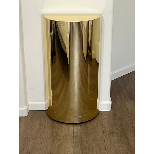 1980s Vintage 1980s Hollywood Regency Style, Half Moon Gold, Pedestal Column Plant Stand For Sale - Image 5 of 12