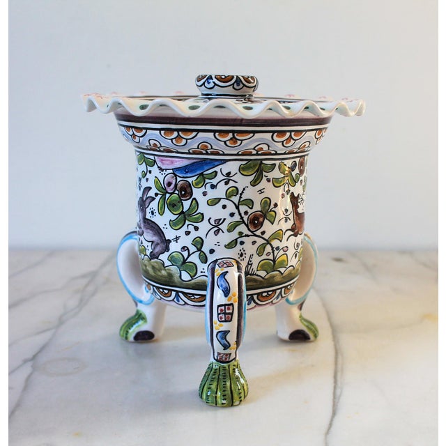 Vintage Footed Ceramica Conimbriga Hand-Painted Ceramic Jardinière Made in Portugal For Sale - Image 4 of 12