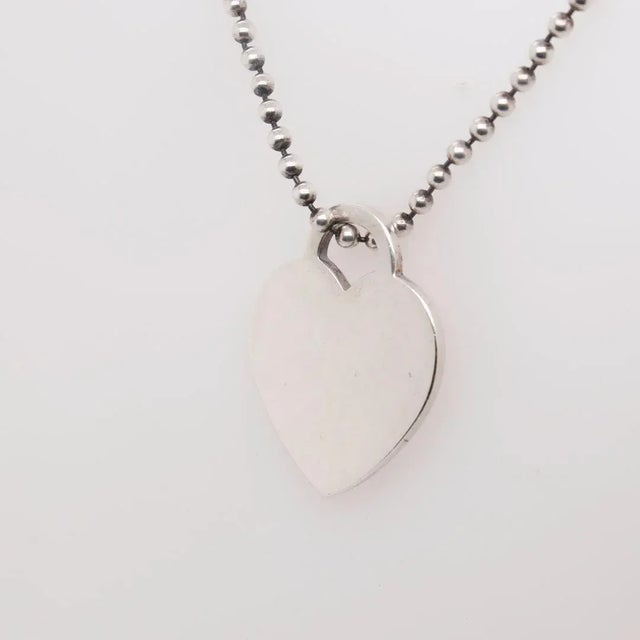 Early 21st Century Vintage Return to Tiffany Sterling Silver Heart Tag Pendant & Dog Tag Chain Necklace For Sale - Image 5 of 12