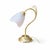 A beautifully elegant vintage table lamp featuring a sculptural brass stem and a delicate flower-form frosted glass shade....