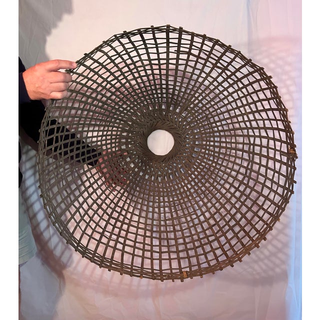 Large Vintage Handwoven Basket / Decorative Market Basket — Sculptural Form Approx. Dimensions: 30” Diameter × 17” Height For Sale - Image 4 of 5