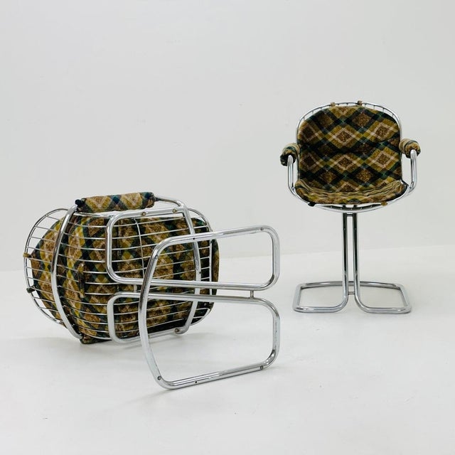 Gastone Rinaldi pace Age Chrome & Velvet Dining Room Chair by Gastone Rinaldi, 1970s For Sale - Image 4 of 5