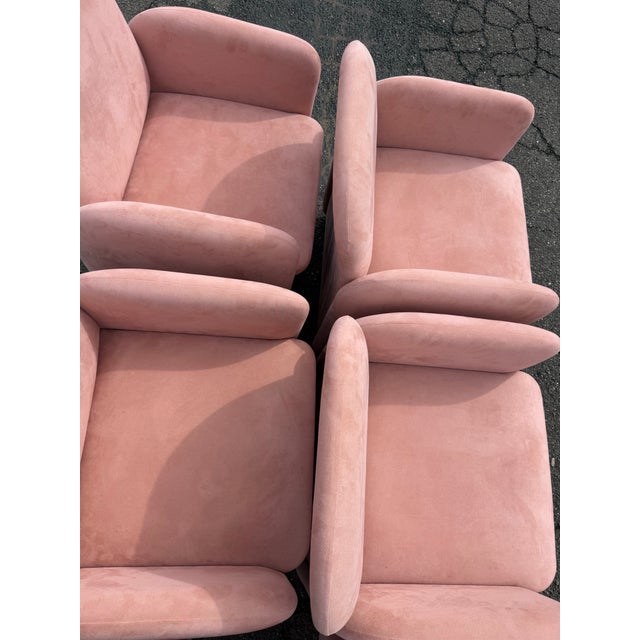 1980 Pink Mauve Suedes Chiclets Style Dining Chairs - A Set of 8 For Sale In New York - Image 6 of 9