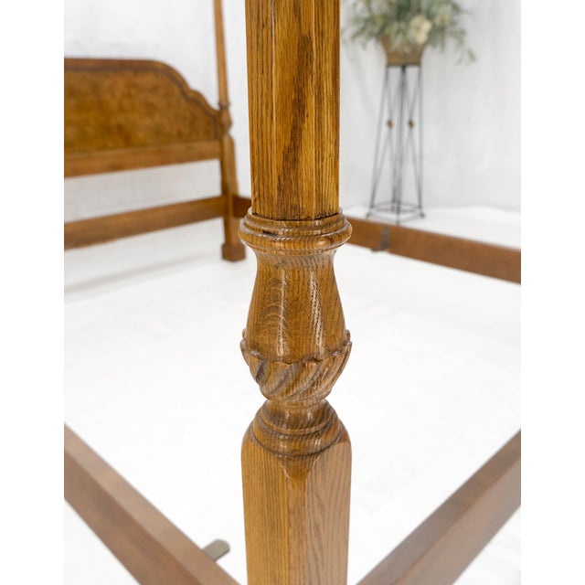 Baker Queen Size Burl Wood Headboard Poster Bed w/ Finials MINT For Sale - Image 10 of 16