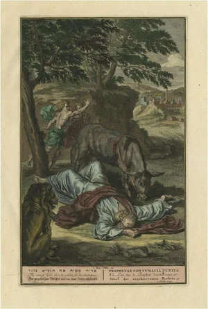 Picart, The Man of God Killed by a Lion I Kings XII, 1728, Print