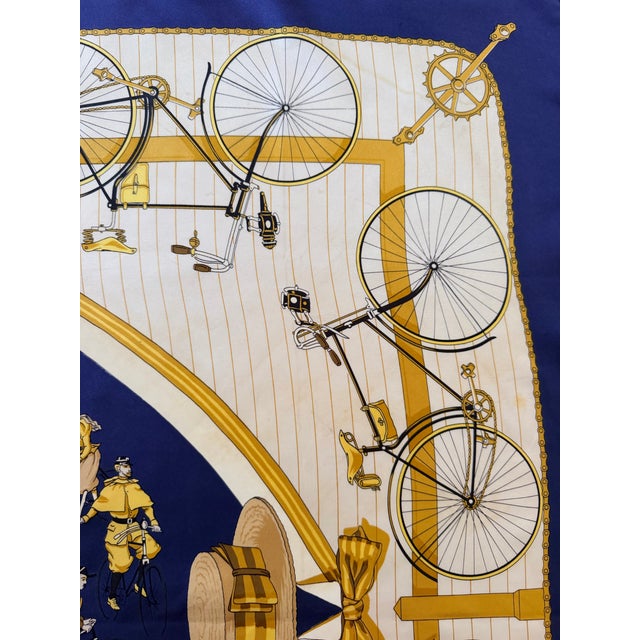 Hermès Hermès Les Bécanes Silk Scarf 1990 Grygkar Hugo Signed by Cycling Champion Raymond Poulidor For Sale - Image 4 of 4