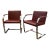 Maroon Leather and Flat Bar Polished Steel Knoll Brno Chairs a Pair For Sale
