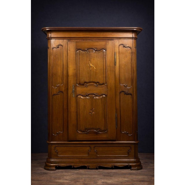 Antique Cherrywood and Marquetry Wardrobe For Sale - Image 3 of 9
