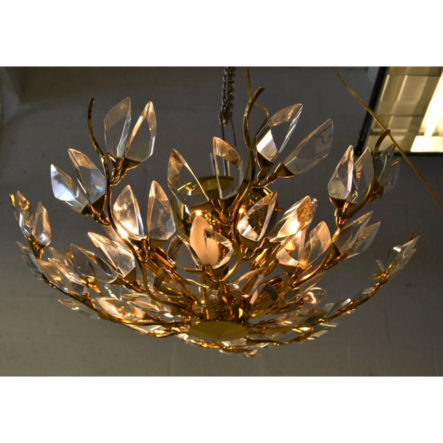 Stilkronen Mid-Century Modern 8 Light Gold Plate Brass &Crystal Chandelier Italy For Sale In Miami - Image 6 of 13