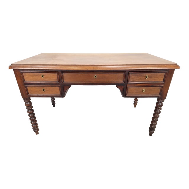 English Bobbin-Turned Wooden Desk, 1960s For Sale