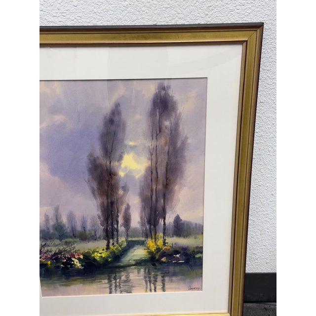 Circa 2000 Rafael Requena (1932 - 2003) "Xochimilco, Mexico" Framed Watercolor For Sale - Image 4 of 12