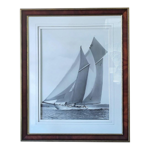 Mahogany Framed Black and White Sail Boat Photography