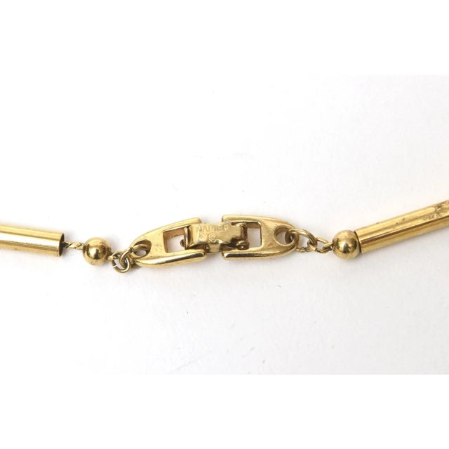 Vintage Signed Napier Gold Plated Reticulated Geometric Long Necklace For Sale In Miami - Image 6 of 9