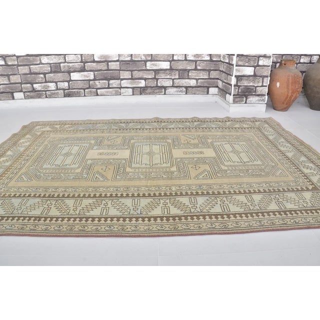 1950s Small Oushak Turkish Carpet For Sale - Image 5 of 10