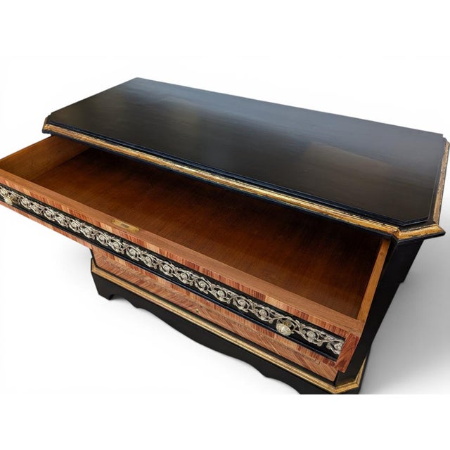 Vintage Chest of Drawers with Blockboard and Brass Inlays, 1950s For Sale - Image 9 of 14
