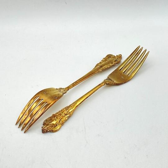 Gold 1990s Baroque by Godinger Gold Plated 65-Pc Flatware Set (Service for 12 With Serving Pieces and Chest) Vintage For Sale - Image 8 of 18