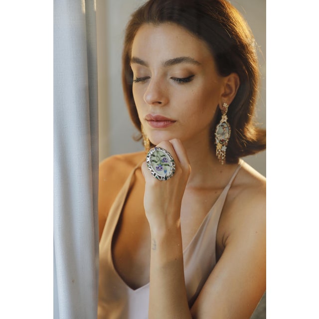 Bochic Exquisite and Bold Mosaic Flower Ring, Size 6.5 For Sale - Image 11 of 18