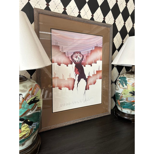 Rustic Signed Amado Maurilio Peña Southwestern Figural Print, Framed 29" For Sale - Image 3 of 8