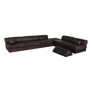 DS88 Modular Sofas in Brown Patchwork Leather from de Sede, Switzerland, 1970s, Set of 7 For Sale