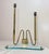 Up for sale is a large vintage mid-century modern glass and brass triangular base lamp attributed to Fontana Arte. It...