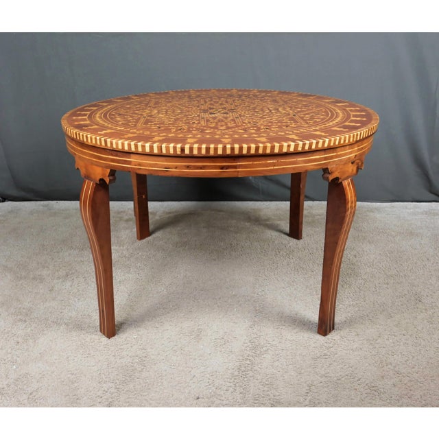 Large 20th Century Moroccan Marquetry Tea Table For Sale - Image 9 of 13