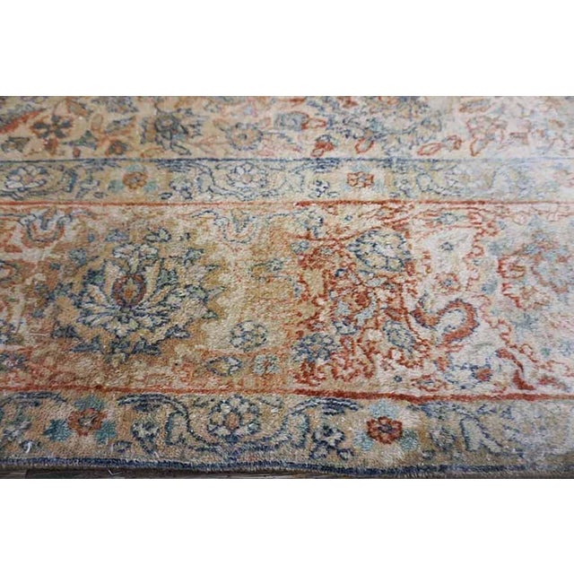 Textile Fantastic Ivory Ground Color With Soft Color on Allover Design Antique Persian Kirman Rug For Sale - Image 7 of 8