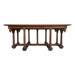 Late 19th Century Spanish Carved Coffee table with Wood Stretchers For Sale