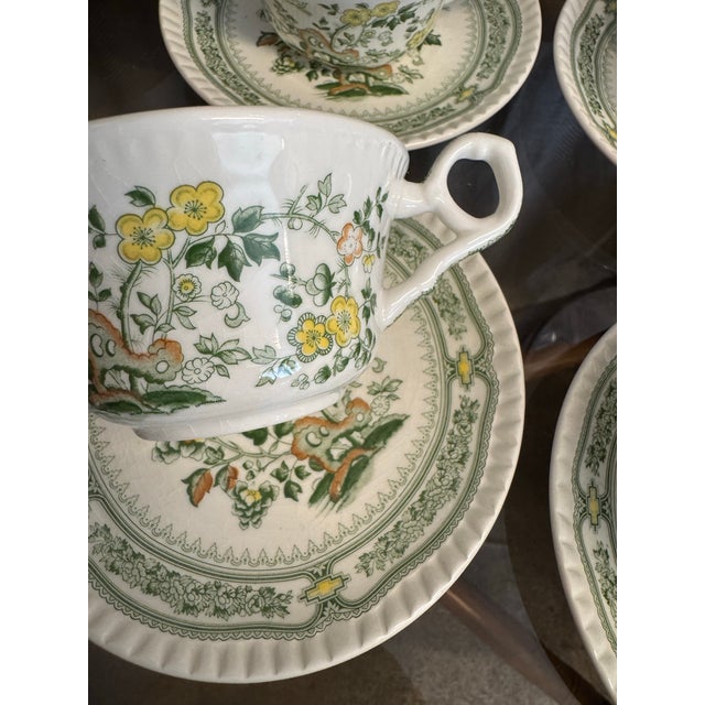 Chinoiserie Tea Cups & Saucers, S/6 For Sale In Miami - Image 6 of 7